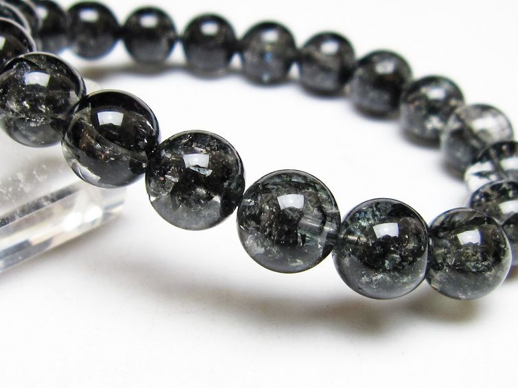 ブラックエレスチャルクォーツ ブレスレット 10mm 一点物 メール便可 111-53854