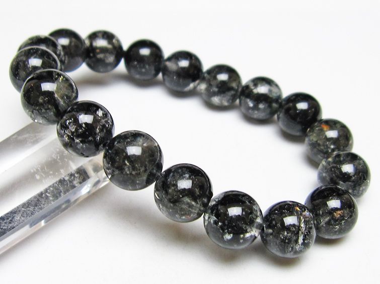 ブラックエレスチャルクォーツ ブレスレット 11mm 一点物 111-53855