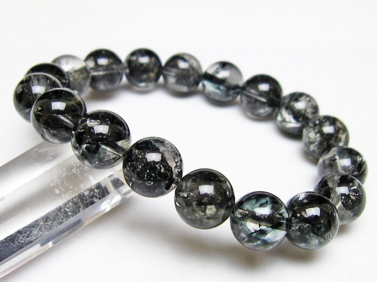 ブラックエレスチャルクォーツ ブレスレット 11mm 一点物 111-53856
