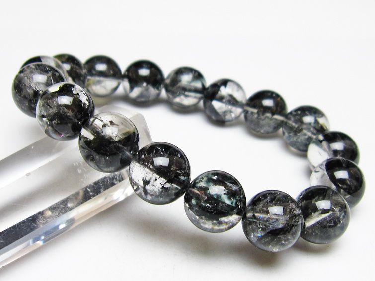 ブラックエレスチャルクォーツ ブレスレット 12mm 一点物 111-53858
