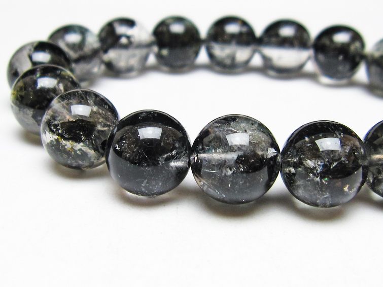ブラックエレスチャルクォーツ ブレスレット 12mm 一点物 111-53858