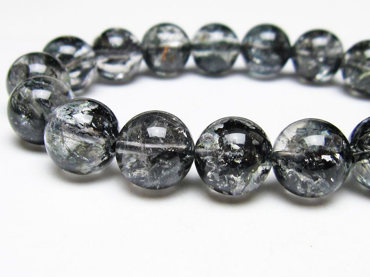 ブラックエレスチャルクォーツ ブレスレット 12mm 一点物 111-53860