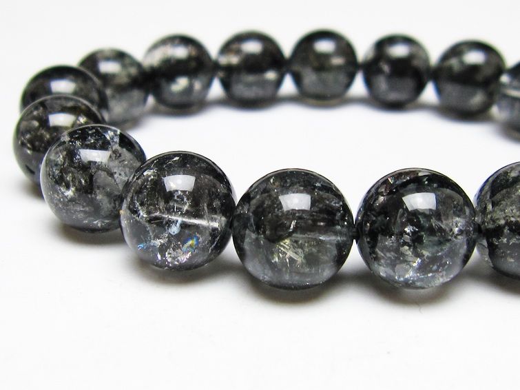 ブラックエレスチャルクォーツ ブレスレット 12mm 一点物 111-53861