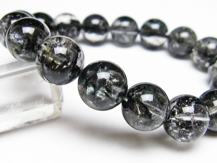 ブラックエレスチャルクォーツ ブレスレット 13mm 一点物 111-53862