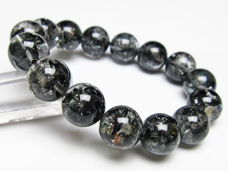 ブラックエレスチャルクォーツ ブレスレット 14mm 一点物 111-53864