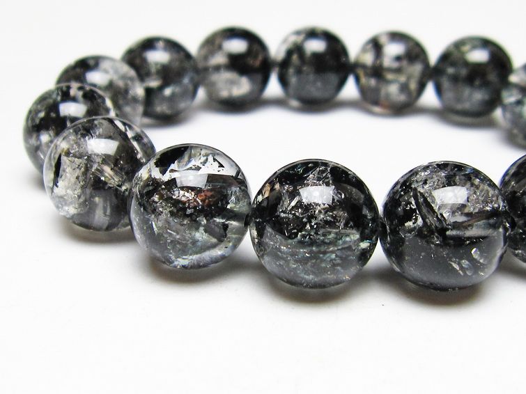 ブラックエレスチャルクォーツ ブレスレット 14mm 一点物 111-53864