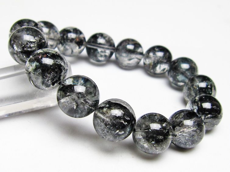 ブラックエレスチャルクォーツ ブレスレット 14mm 一点物 111-53865