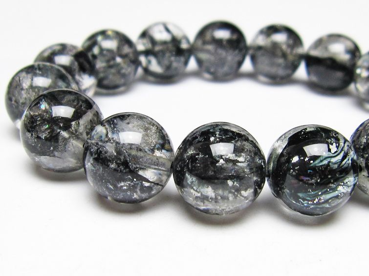 ブラックエレスチャルクォーツ ブレスレット 14mm 一点物 111-53865