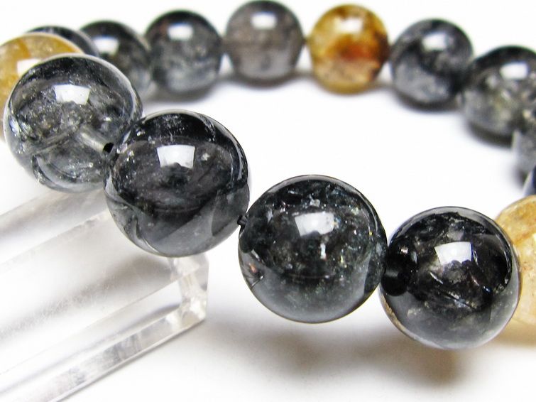 ブラックエレスチャルクォーツ ブレスレット 15mm 一点物 111-53868
