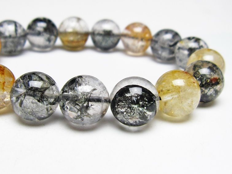 ブラックエレスチャルクォーツ ブレスレット 12mm 一点物 111-53872