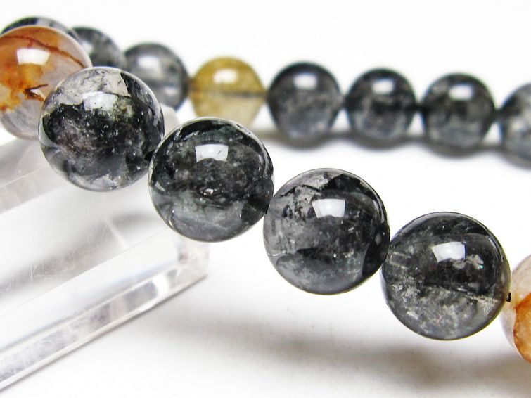 ブラックエレスチャルクォーツ ブレスレット 11mm 一点物 メール便可 111-53876
