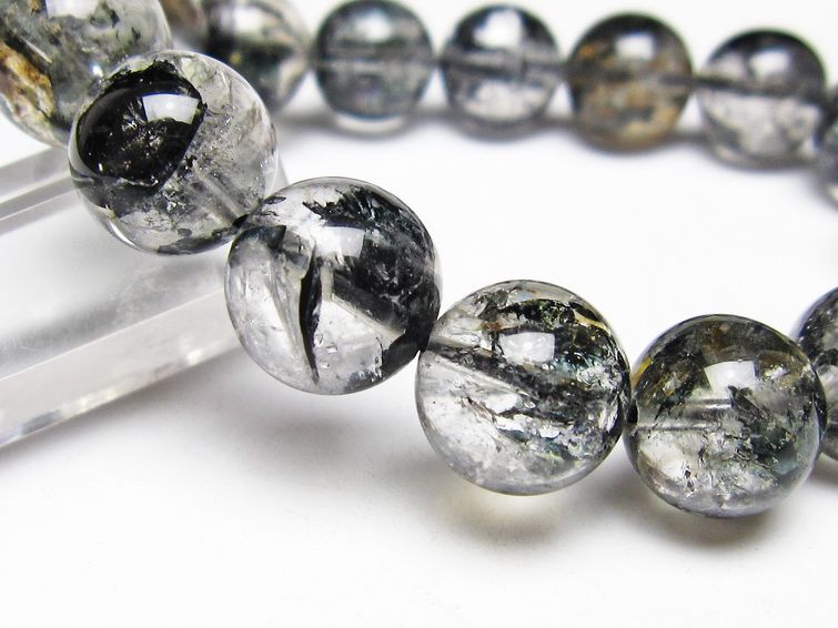 ブラックエレスチャルクォーツ ブレスレット 13mm 一点物 111-53885