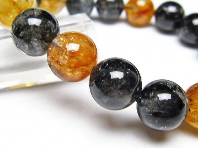 ブラックエレスチャルクォーツ ブレスレット 12mm 一点物 111-53886