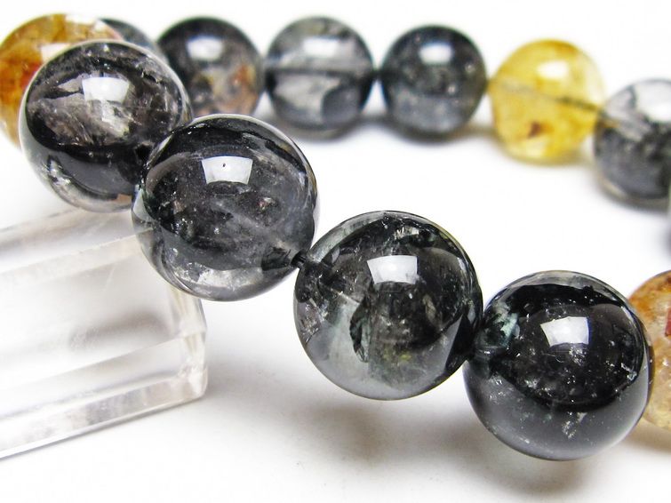 ブラックエレスチャルクォーツ ブレスレット 16mm 一点物 111-53890