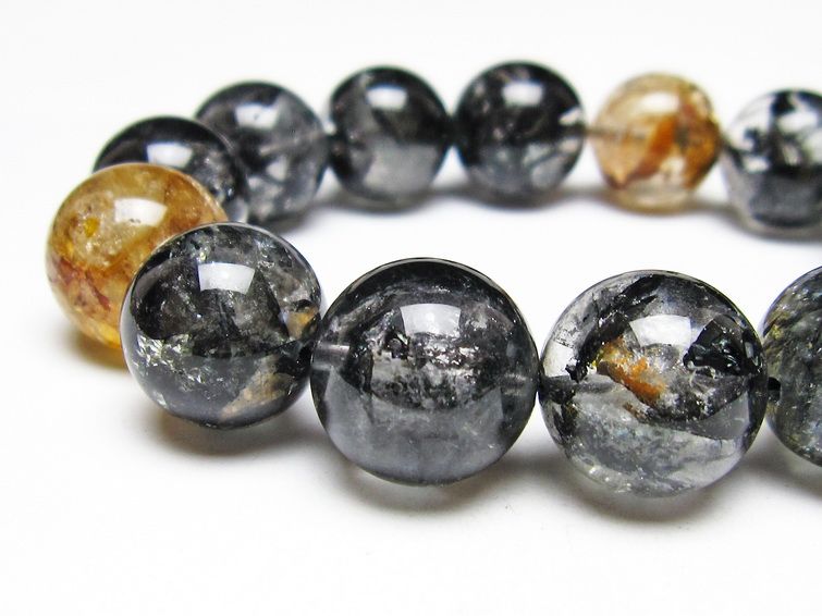 ブラックエレスチャルクォーツ ブレスレット 16mm 一点物 111-53890