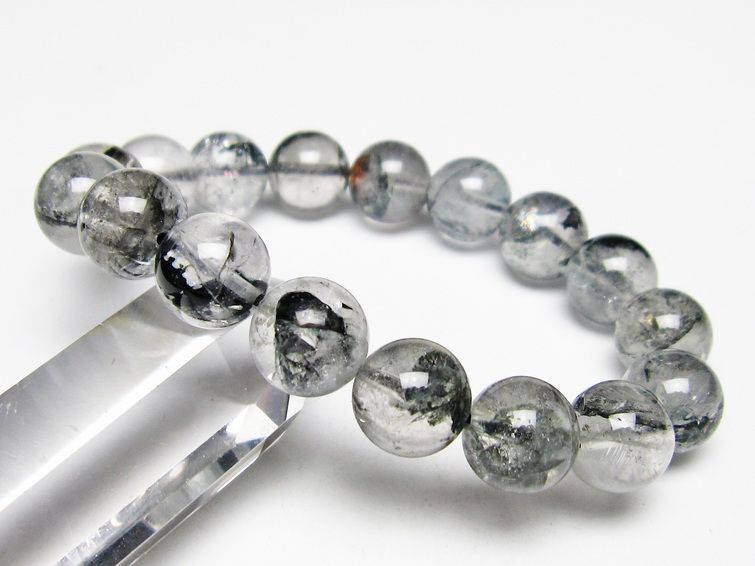 ブラックエレスチャルクォーツ ブレスレット 12mm メール便可 一点物 111-53964