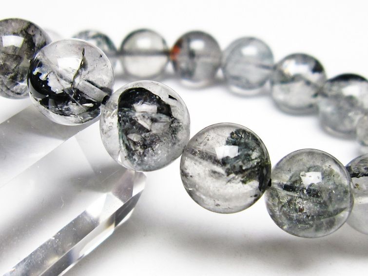 ブラックエレスチャルクォーツ ブレスレット 12mm メール便可 一点物 111-53964