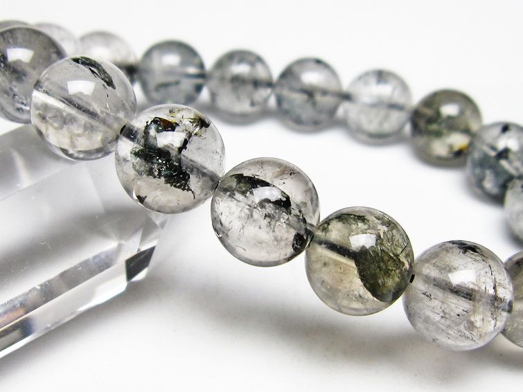 ブラックエレスチャルクォーツ ブレスレット 12mm メール便可 一点物 111-53966