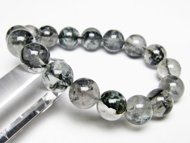 ブラックエレスチャルクォーツ ブレスレット 12mm メール便可 一点物 111-53967
