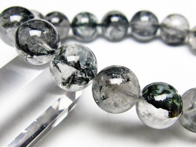 ブラックエレスチャルクォーツ ブレスレット 12mm メール便可 一点物 111-53967
