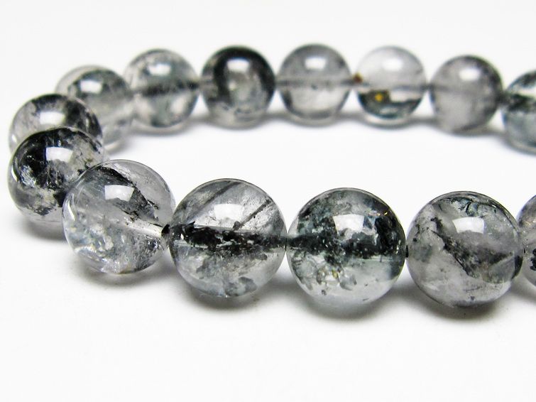 ブラックエレスチャルクォーツ ブレスレット 12mm メール便可 一点物 111-53967