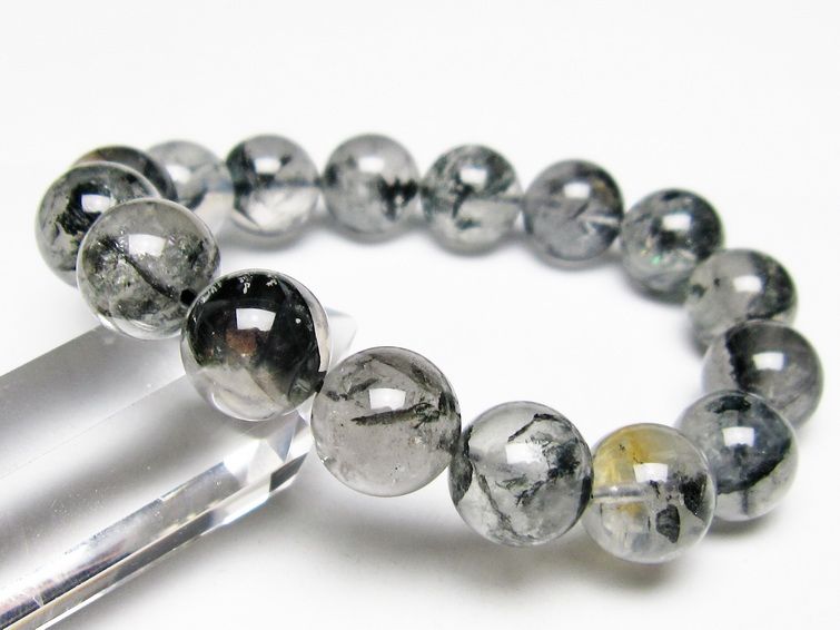 ブラックエレスチャルクォーツ ブレスレット 13mm メール便可 一点物 111-53970