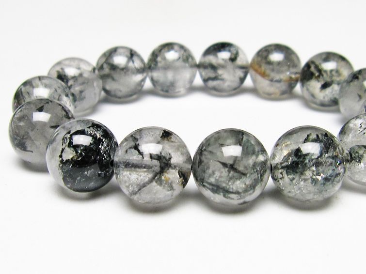 ブラックエレスチャルクォーツ ブレスレット 15mm メール便可 一点物 111-53978