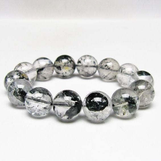 ブラックエレスチャルクォーツ ブレスレット 15mm メール便可 一点物 111-53980