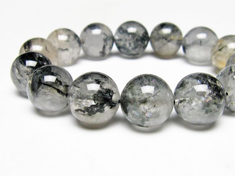 ブラックエレスチャルクォーツ ブレスレット 16mm 一点物 111-53982
