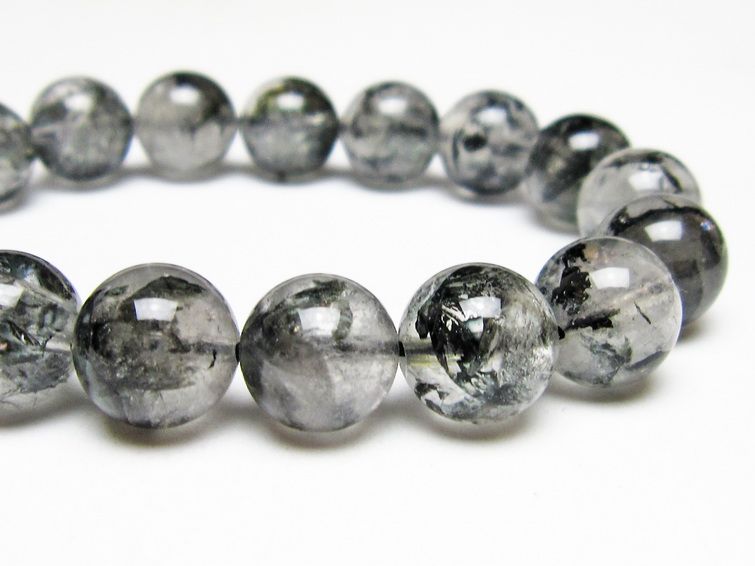 ブラックエレスチャルクォーツ ブレスレット 12mm メール便可 一点物 111-54003