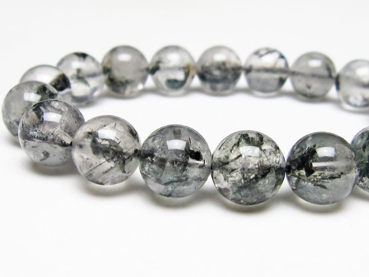 ブラックエレスチャルクォーツ ブレスレット 12mm メール便可 一点物 111-54004