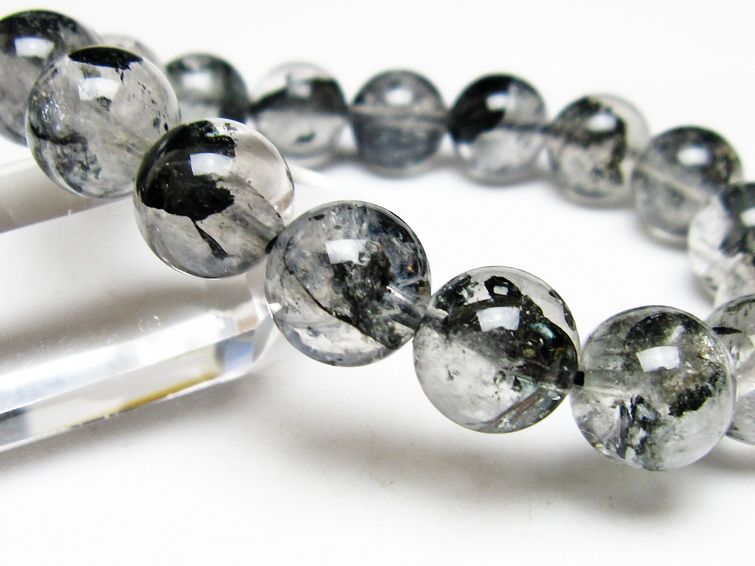ブラックエレスチャルクォーツ ブレスレット 12mm メール便可 一点物 111-54005
