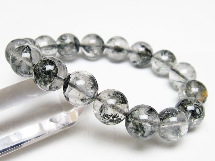 ブラックエレスチャルクォーツ ブレスレット 12mm メール便可 一点物 111-54007