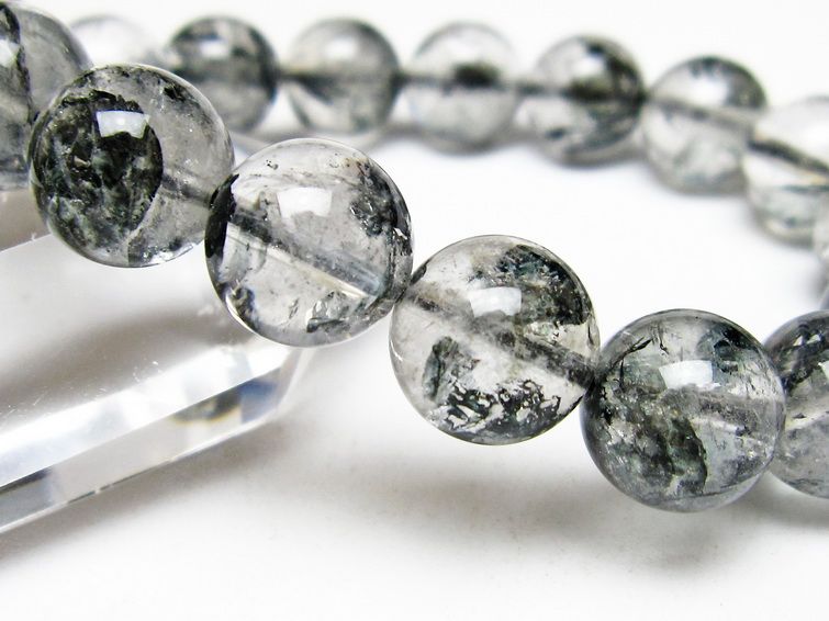 ブラックエレスチャルクォーツ ブレスレット 12mm メール便可 一点物 111-54007