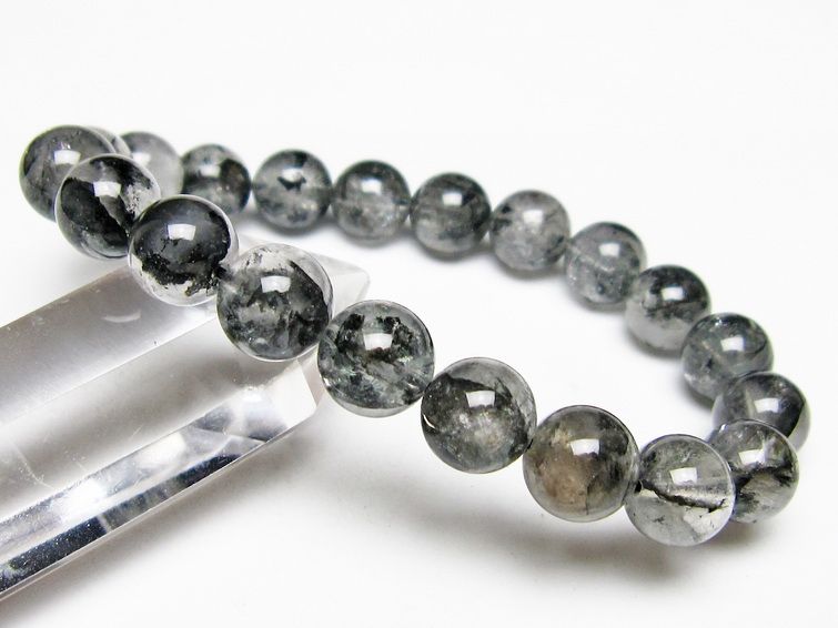 ブラックエレスチャルクォーツ ブレスレット 10mm メール便可 一点物 111-54017