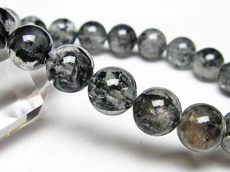 ブラックエレスチャルクォーツ ブレスレット 10mm メール便可 一点物 111-54017