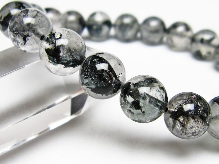 ブラックエレスチャルクォーツ ブレスレット 10mm メール便可 一点物 111-54018
