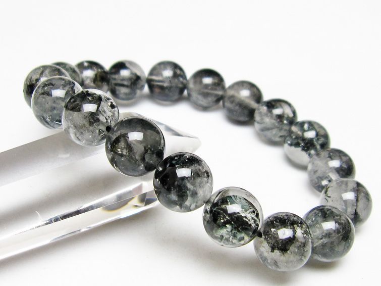 ブラックエレスチャルクォーツ ブレスレット 12mm メール便可 一点物 111-54028