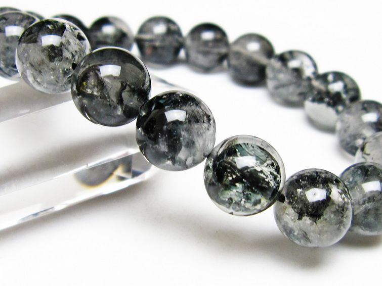 ブラックエレスチャルクォーツ ブレスレット 12mm メール便可 一点物 111-54028