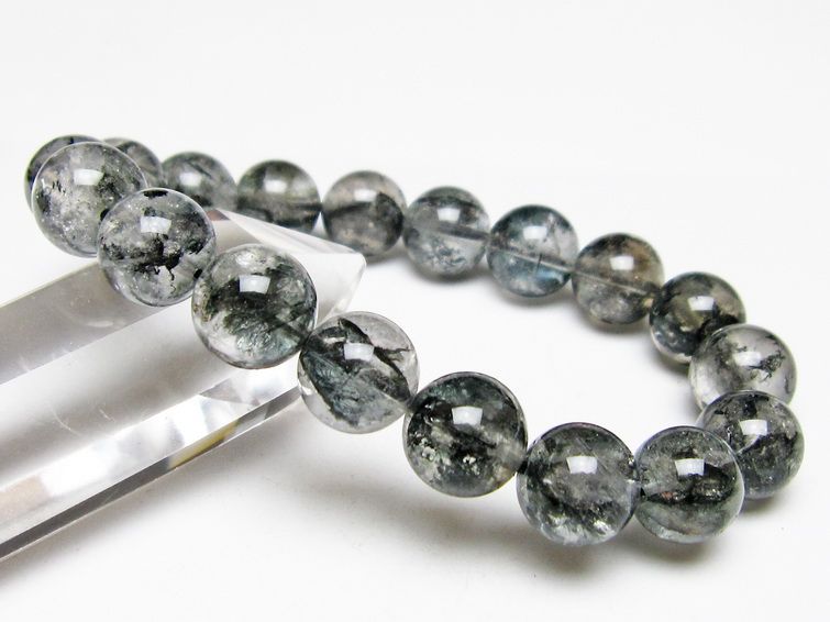 ブラックエレスチャルクォーツ ブレスレット 12mm メール便可 一点物 111-54029