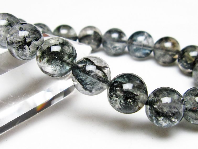 ブラックエレスチャルクォーツ ブレスレット 12mm メール便可 一点物 111-54029