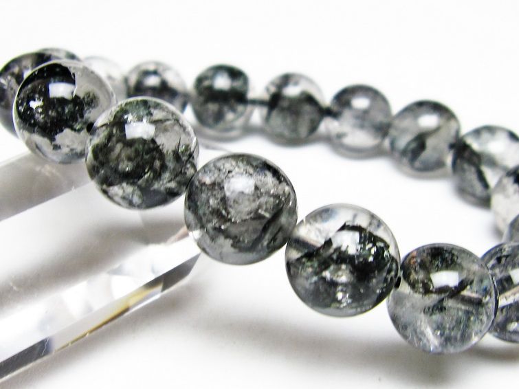 ブラックエレスチャルクォーツ ブレスレット 12mm メール便可 一点物 111-54030