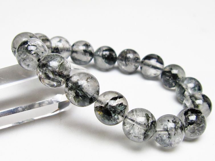 ブラックエレスチャルクォーツ ブレスレット 12mm メール便可 一点物 111-54031