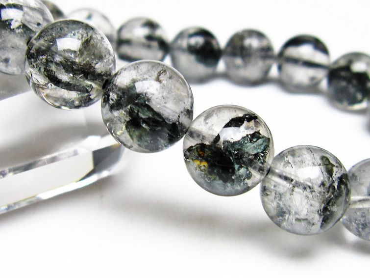 ブラックエレスチャルクォーツ ブレスレット 12mm メール便可 一点物 111-54031