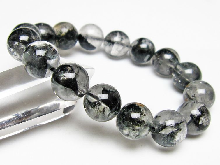 ブラックエレスチャルクォーツ ブレスレット 13mm メール便可 一点物 111-54034
