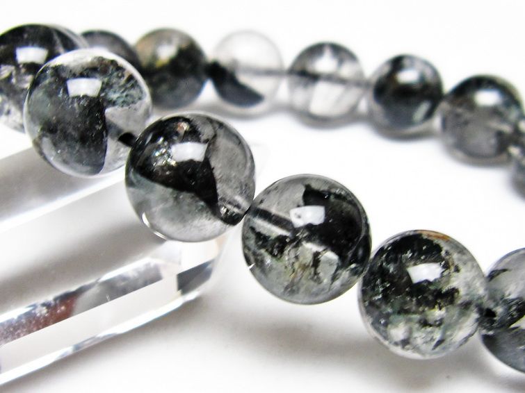 ブラックエレスチャルクォーツ ブレスレット 13mm メール便可 一点物 111-54034