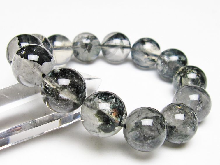 ブラックエレスチャルクォーツ ブレスレット 16mm 一点物 111-54047