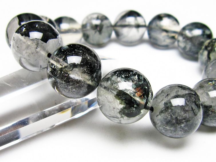 ブラックエレスチャルクォーツ ブレスレット 16mm 一点物 111-54047