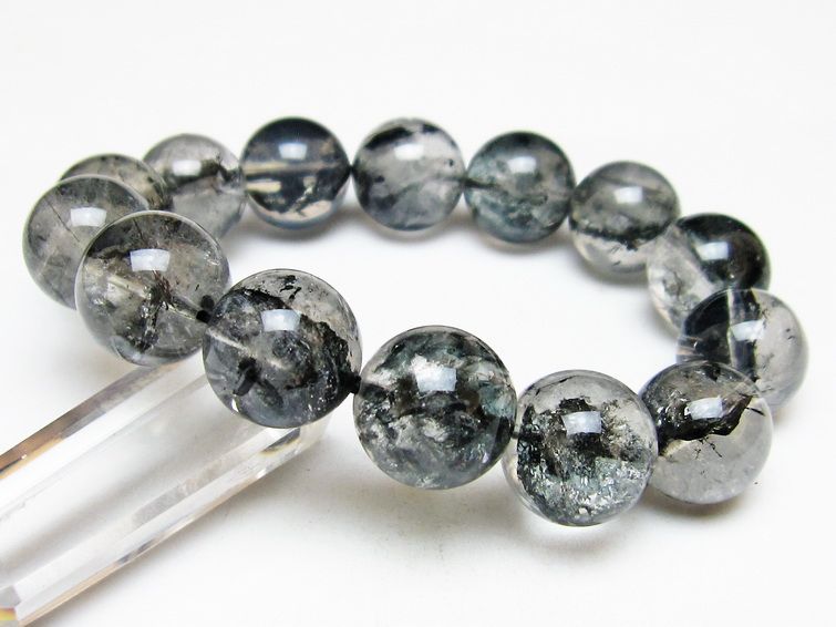ブラックエレスチャルクォーツ ブレスレット 16mm 一点物 111-54049