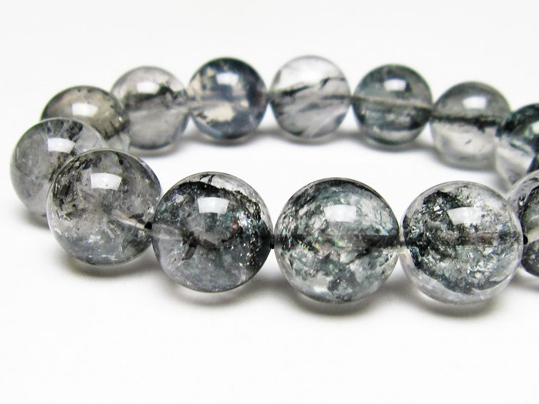 ブラックエレスチャルクォーツ ブレスレット 16mm 一点物 111-54049